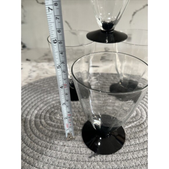 Set of 4 Bryce 8oz Water Glass MONTEREY-CLEAR-BLACK BASE - Picture 7 of 8